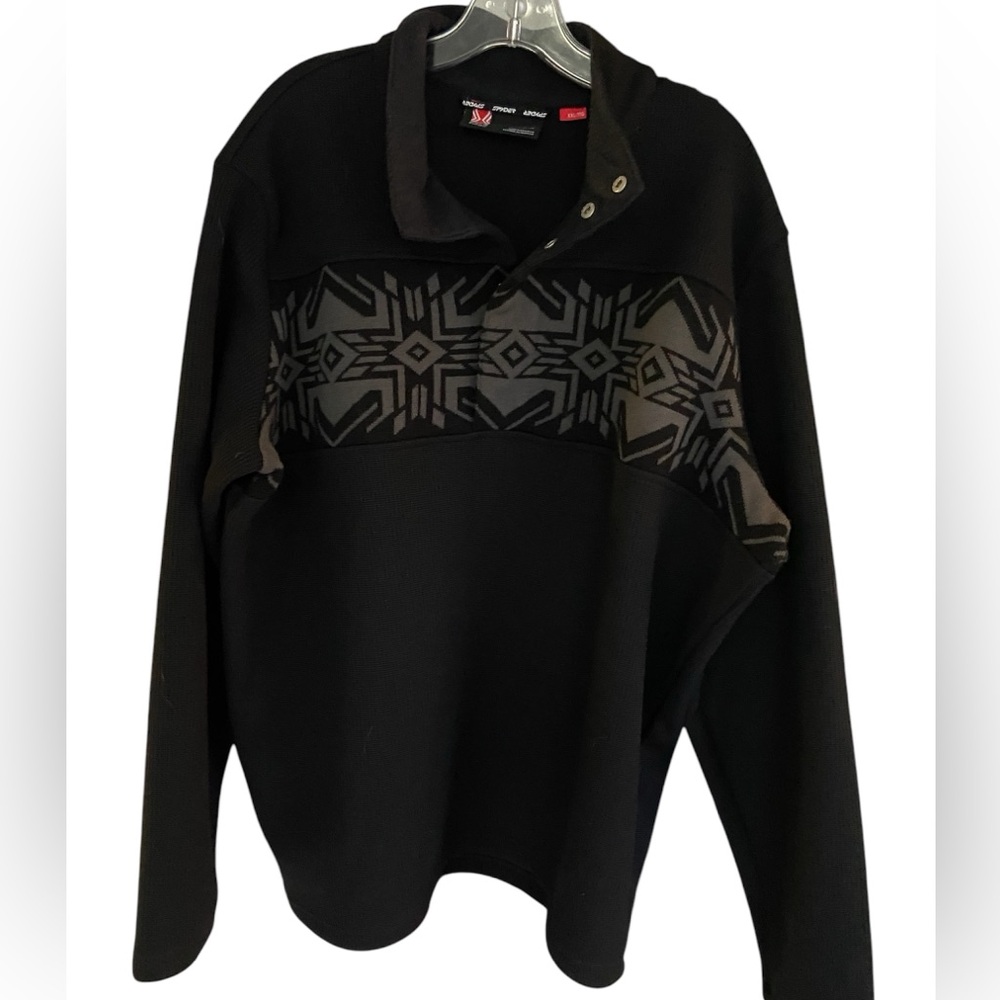 Men’s Spyder sweater Nordic Black Snap Button Pullover XXL